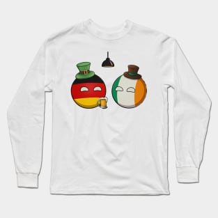 Ireland Polandball and Germany Countryball Shirt St. Patrick's day Long Sleeve T-Shirt